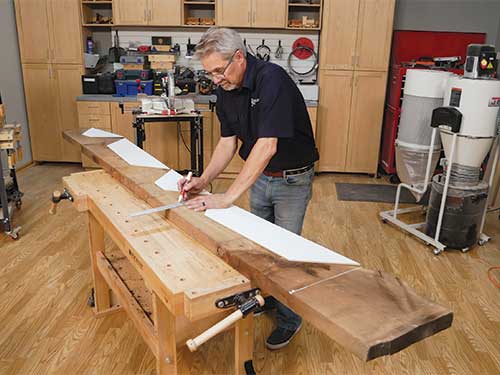 Measuring and marking wood for a coffee table template