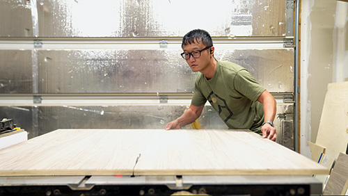 Cutting plywood panel for storage cabinet doors