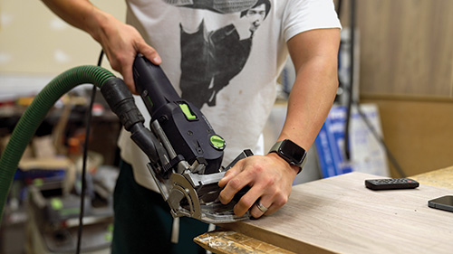 Cutting Domino holes in cabinet joinery